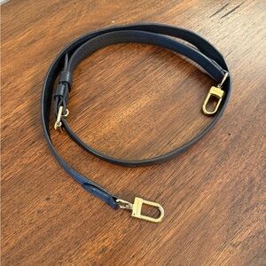 Louis Vuitton adjustable black Leather Strap with Gold Hardware